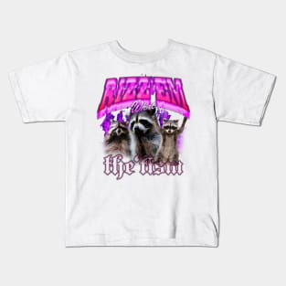 Rizz Em With The Tism Retro Shirt, Vintage Funny Raccoon Graphic Shirt, Autism Awareness, Raccoon Meme Kids T-Shirt